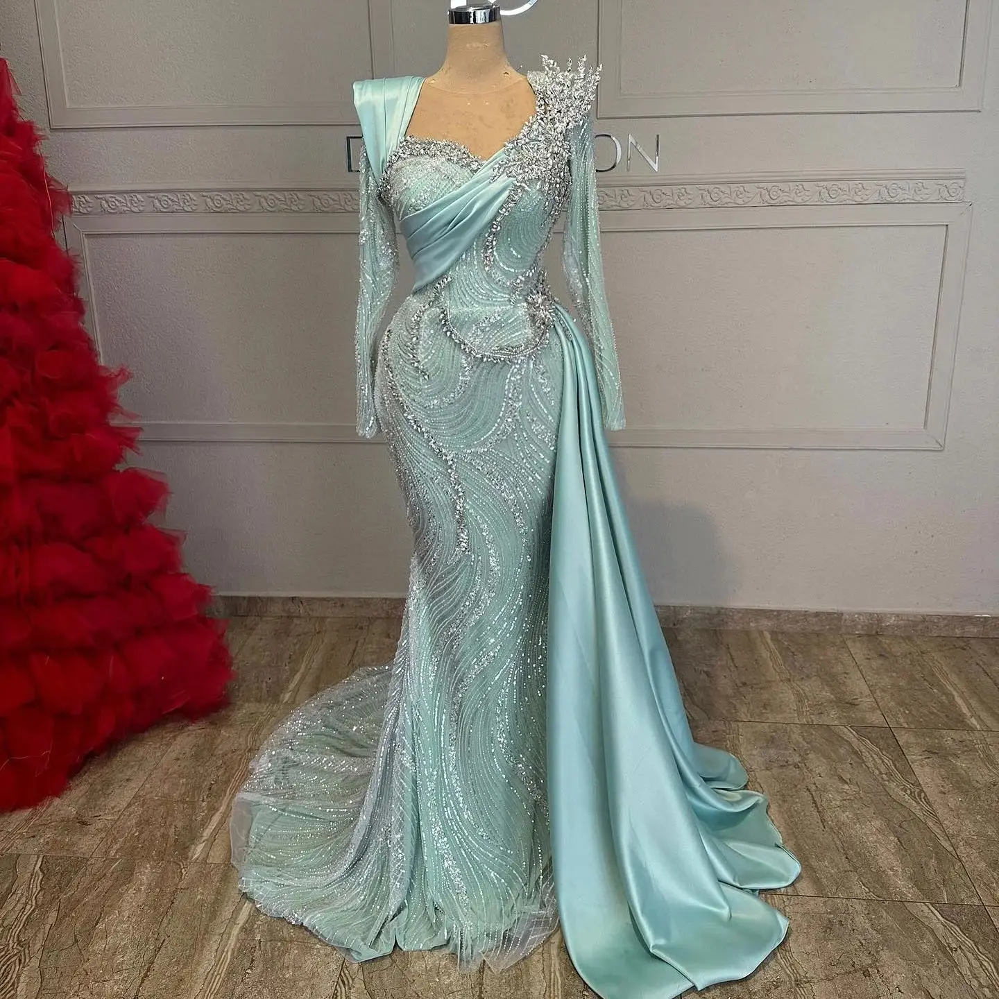 

Арабские вечерние платья с длинными рукавами и кристаллами, платье со шлейфом на день рождения, свадебное платье по индивидуальному заказу, платья для выпускного вечера De Soirée 2025