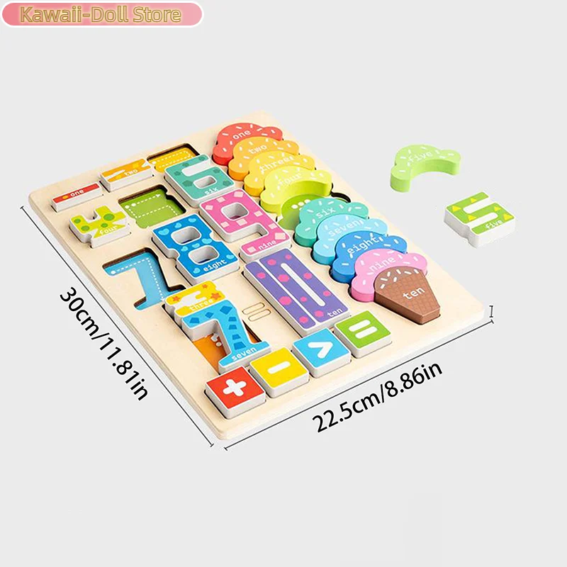 Blocos digitais educacionais de madeira, quebra-cabeças criativos, brinquedos de empilhamento, reconhecimento de números de cores, presente montessori