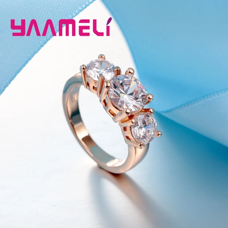 925 Sterling Silver 3 CZ Stone Prong Setting Band Rings for Men Women Wedding Engagement Jewelry Hot Sale 7 Colors!!!