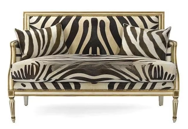 High quality French retro furniture living room zebra leather sofa sofa love seat