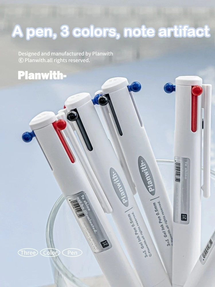 

39/3 Color 3 in 1 Multi Functional Click Ballpoint Pen Retractable Gel Pen for Journal Writing Stationery School Office Supplies