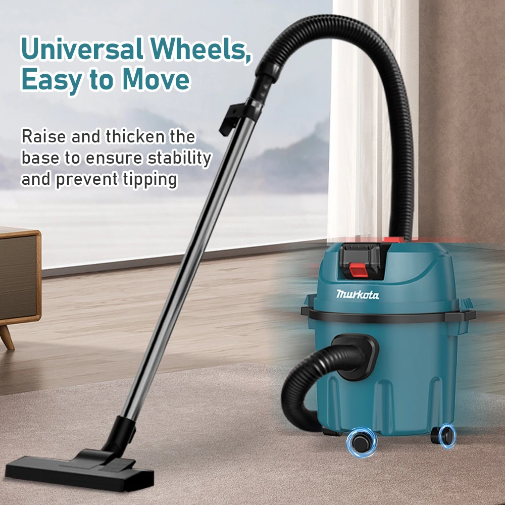 Industrial Wet Dry Vacuum Cleaner Rechargeable Cleaning Machine 15L Cordless Shop Vacuum for Job Site/Warehouse/Car Washing