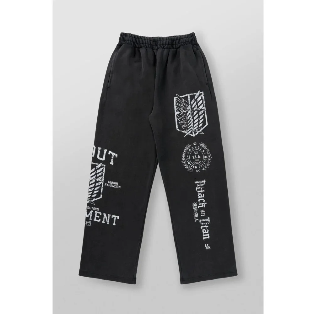 American Autumn And Winter New Loose Joint Anime Runner Casual Cotton Looped Printed Wide Leg Outdoor Running Rants