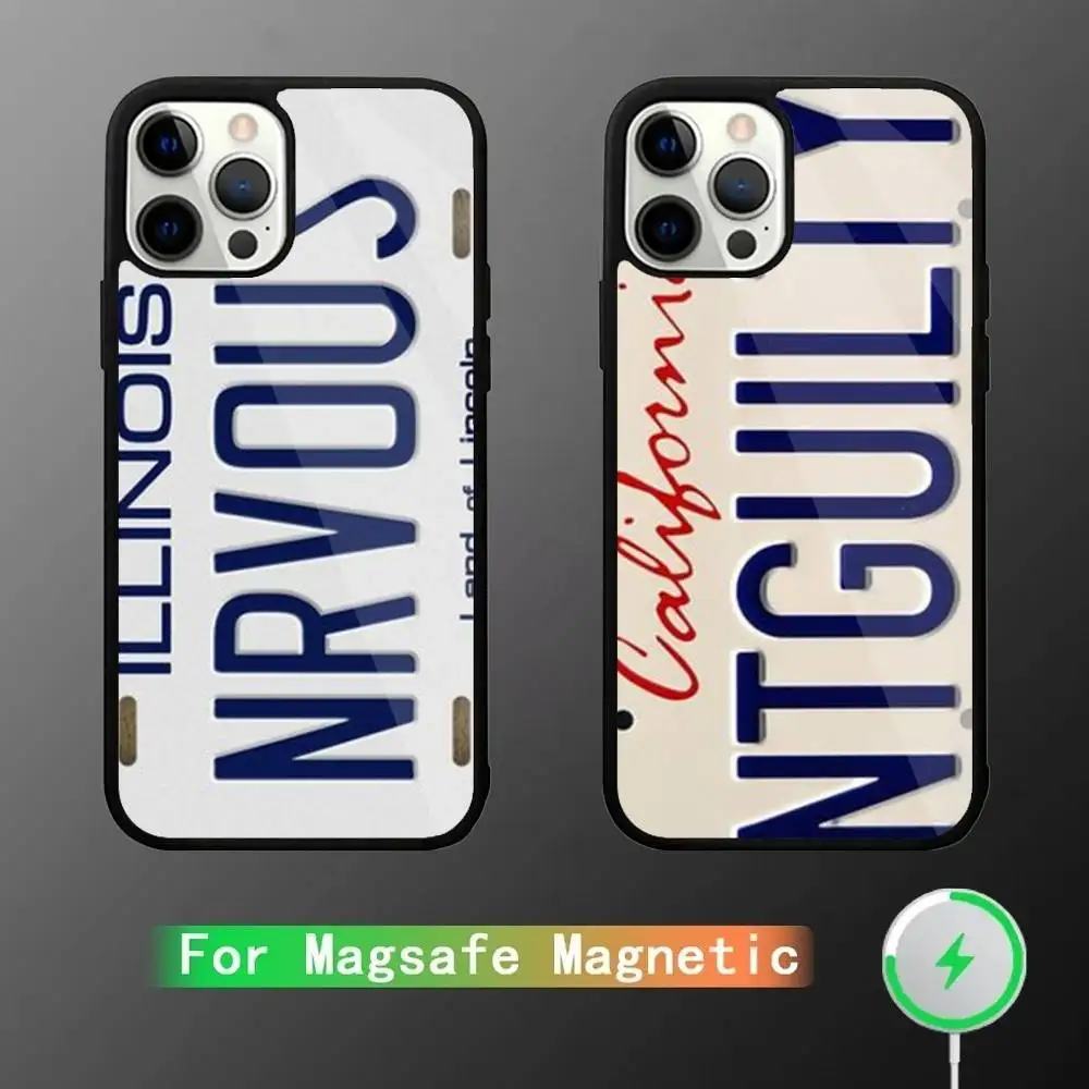 

Retro Funny License Plate Phone Case For iPhone 17,16,15,14,13,12,11,Pro,Max,Plus,Mini,SE4,E Magnetic Magsafe Wireless Charging