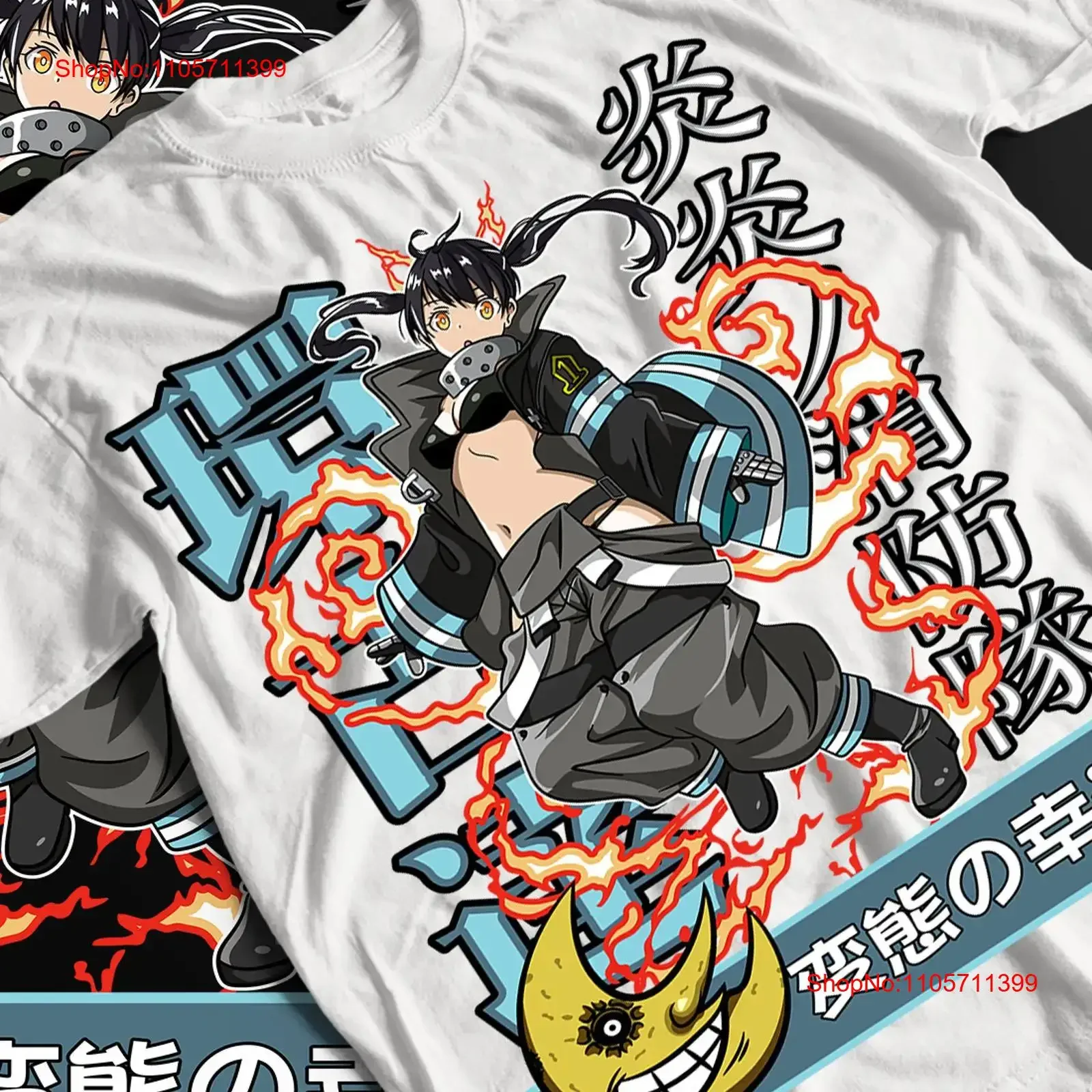 Anime Fire Force T shirt Tamaki Kotatsu Skitaru Shonen Firefighters long or short sleeves vintage Washed designer clothes