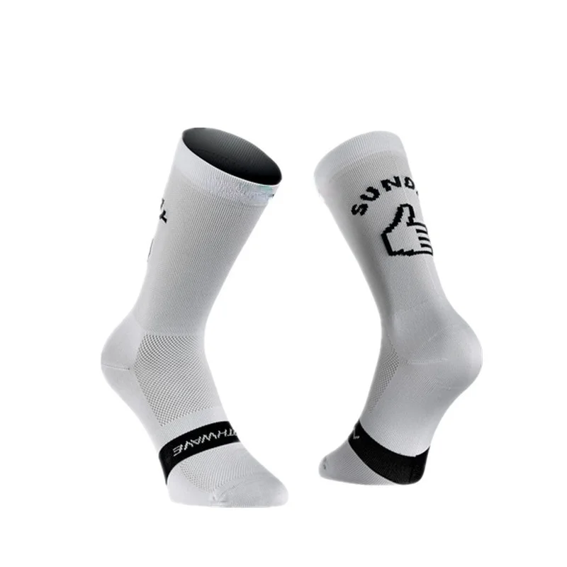 New socks Cycling Sunday Funny Monday Breathable Road Bicycle Socks Men women Thumb Middle Finger Sports Racing Running socks