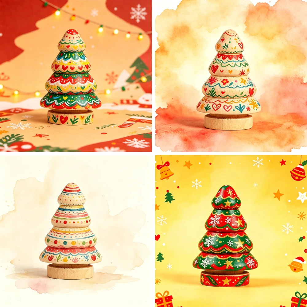 Natural Wood DIY Christmas Tree Blank Unfinished Paintable Ornament For Kids Handmade Christmas