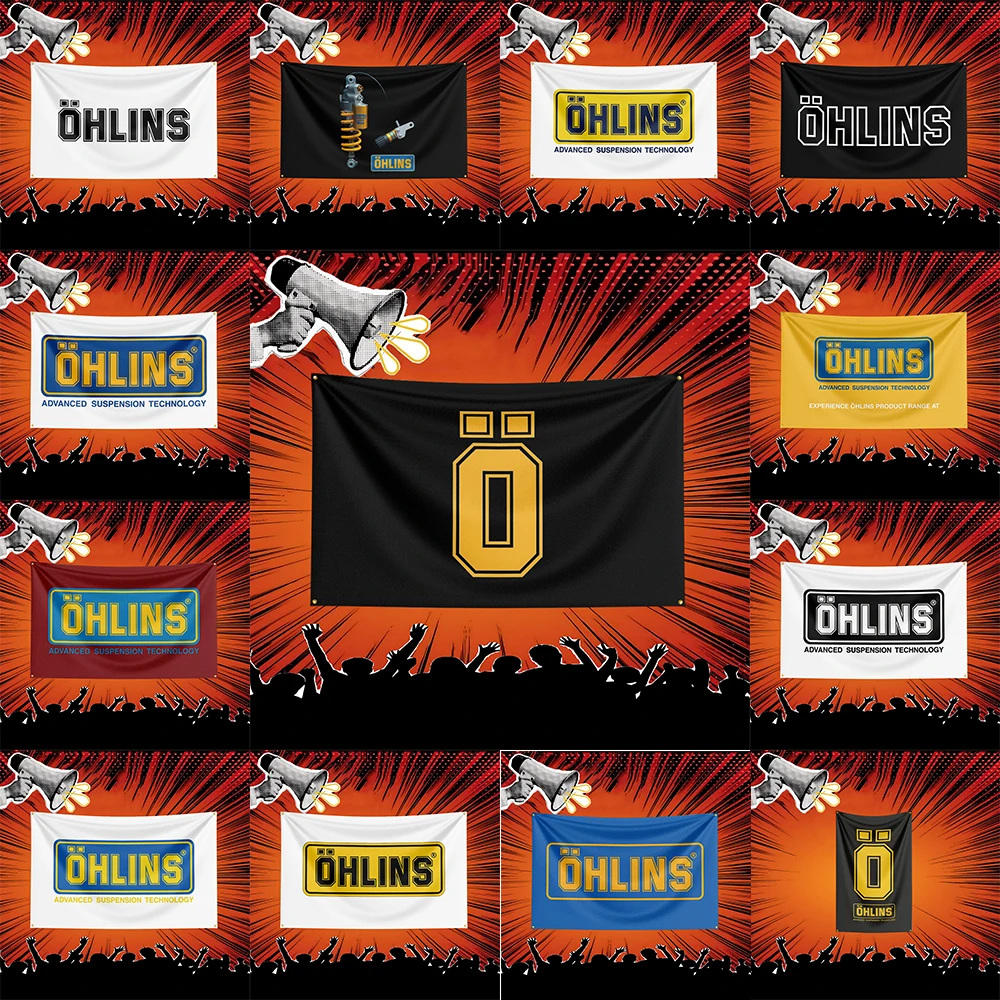 Ohlins Auto Parts Flag 3x5 FT Polyester Banner For Garage Workshop Wall Decor Mechanic Gift