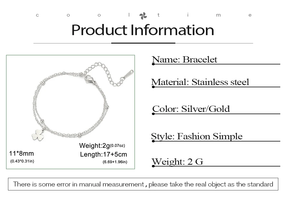 COOLTIME Edelstahl Kleeblatt Armband Mode Frauen Paar Charm Armband Schmuck St. Patrick's Day Geschenk – Detail 4