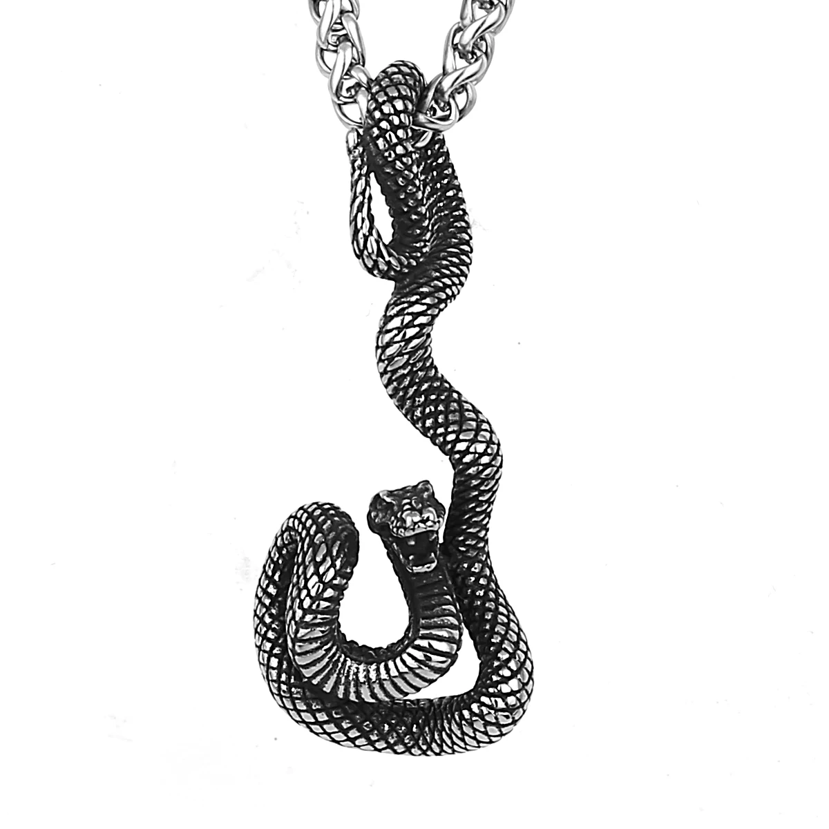 Retro High Quality Long Snake Rattlesnake Pendant Unisex Fashion Animal 316L Stainless Steel Pendant Necklace Gift Jewelry - view 5