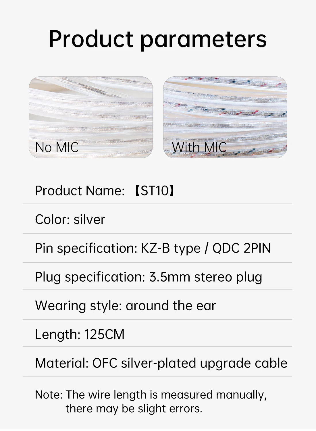 KBEAR ST10 Hochreines versilbertes Upgrade-Kabel KZ-B Typ/QDC TFZ 3,5 mm 0,78 Stahlstecker OFC Omnidirektionales Mikrofon Pro – Detail 5