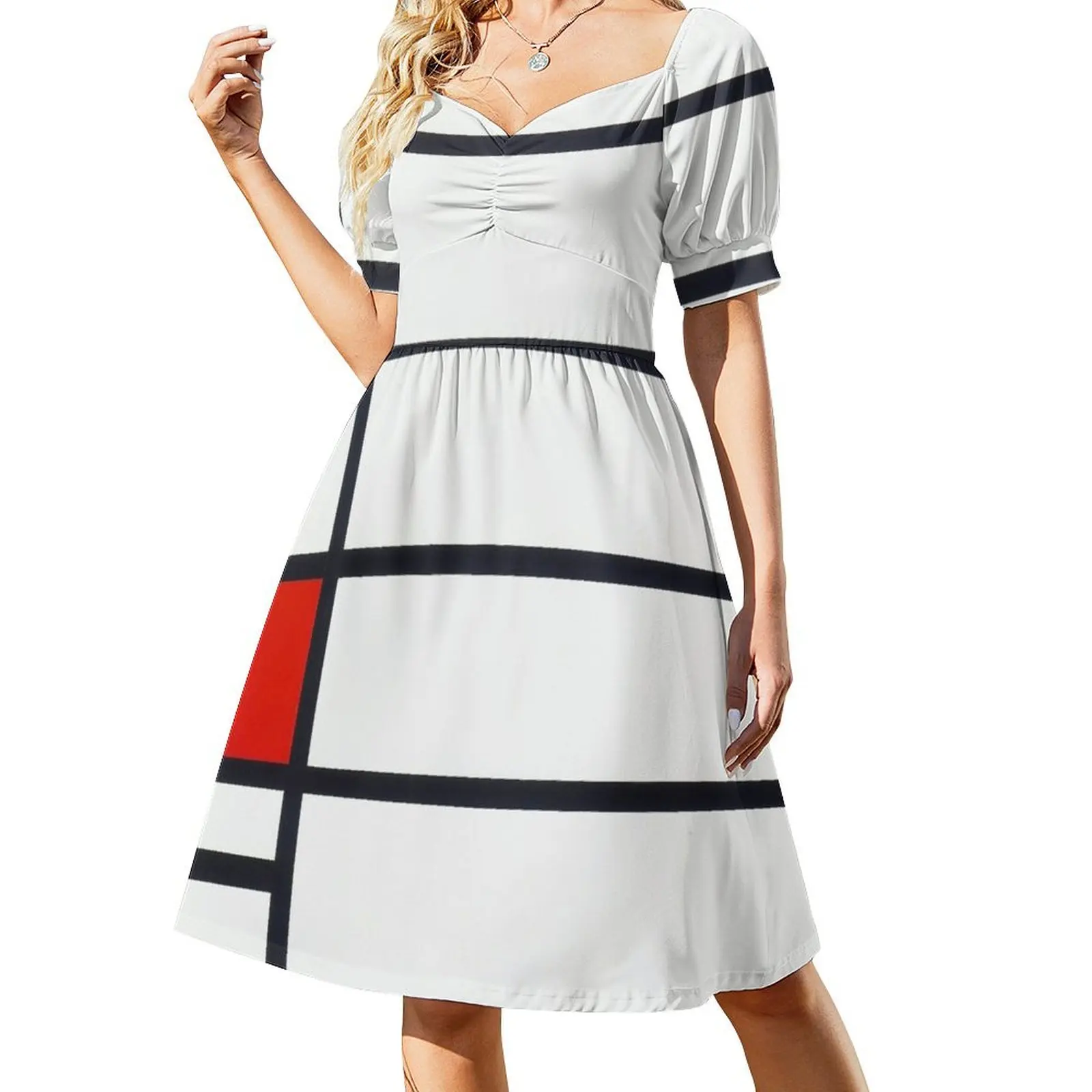 

Piet Mondrian's Trafalgar Square (1939–1943) famous painting Short-Sleeved Dress wedding dresses for woman elegant women's sets