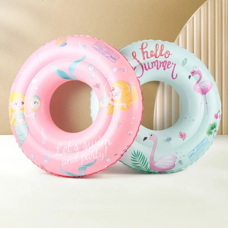 Children Inflatable Toy Cartoon Animals Print Swimming Ring Pvc Double Layer Inflatable Floating Circle Summer Water Toy for Kid