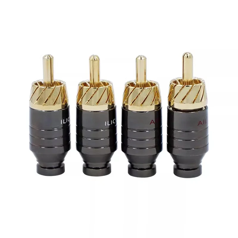 

4Pcs Luxury Soldering RCA Plug Jack Connector Speaker Audio Output/Input Adapter Plug Gold plated Earphone connector jack