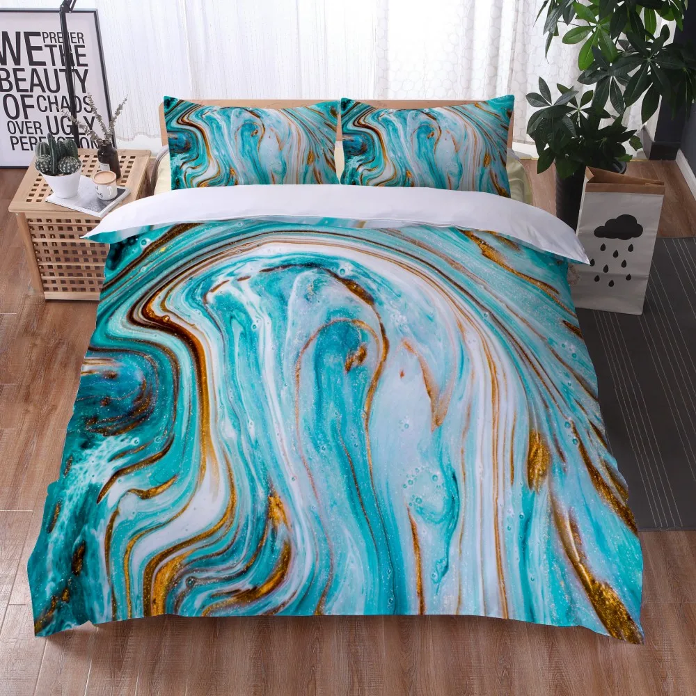 Simple Stylish Marble Pattern Bedding Sets Black White Rectangle Duvet Cover Set Pillowcase Home Textile Adult Teens Gifts Decor