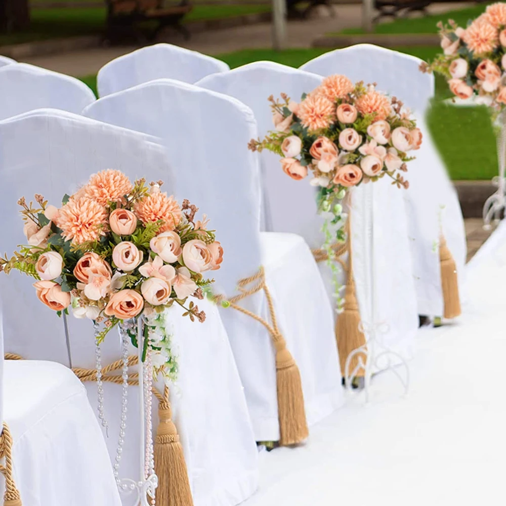 6 Pcs Artificial Flowers Buds Bouquet Diy Candy Box Vase Room Home Decorat Festival Garland Wedding Silk outdoor  Diy Gift Prop