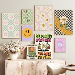 1PC Aesthetic Colorful Danish Pastel Canvas Poster Self-adhesive Art Waterproof Paper Sticker Coffee House Bar Room Wall Decor