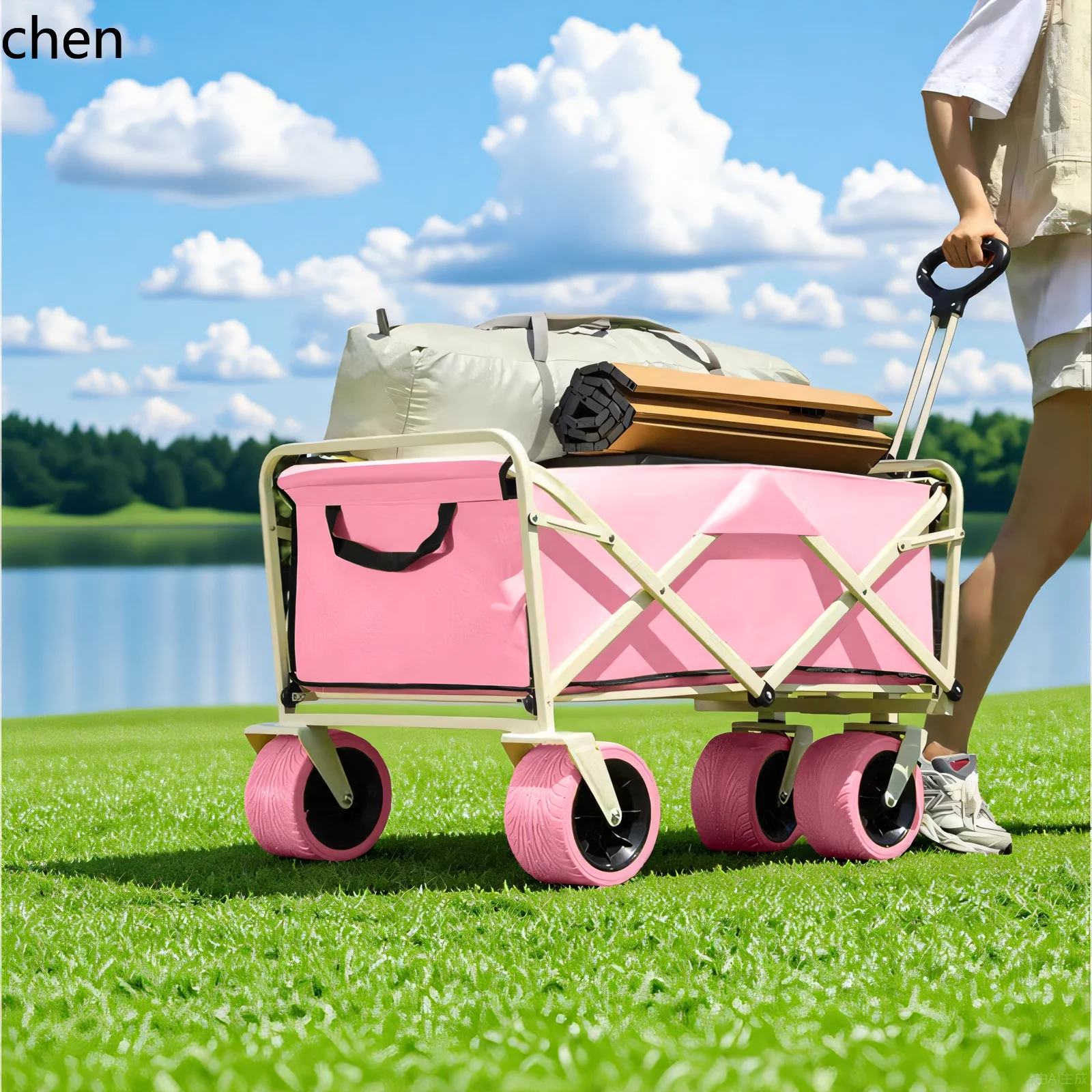 

YXY Camping Cart Camp Cart Folding Handcart Large Travel Dining Camping Trailer Stall Portable