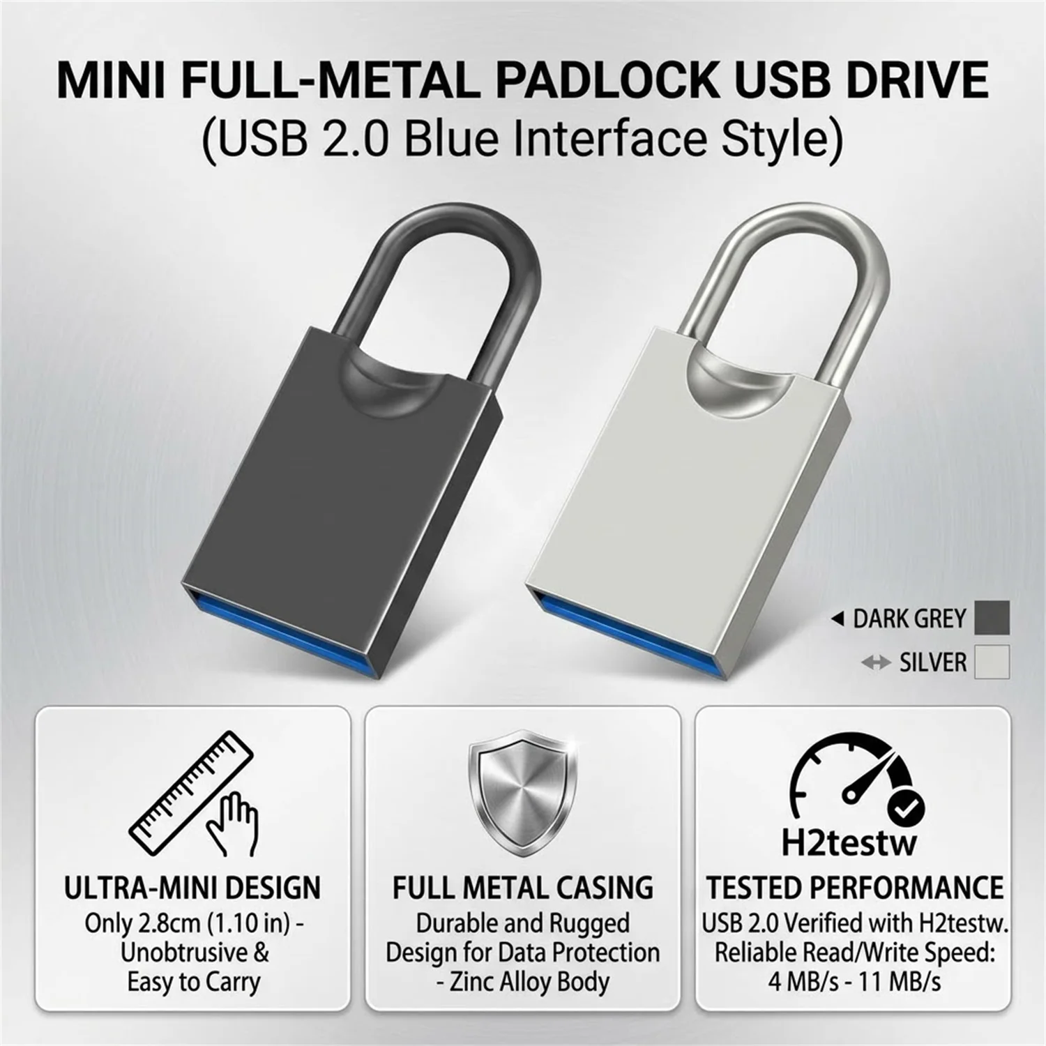 Mini Metal USB 2.0 Flash Drive 64GB/32GB High Speed Memory Stick Silver Creative Business Gifts Pen Drive Storage Devices
