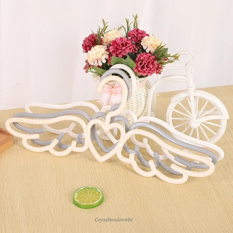 10Pcs New Design Fly Angel Plastic Clothes Shirt Hanger, Cute Pretty Pink Loving Heart Scarf Underwear Hanger Rack
