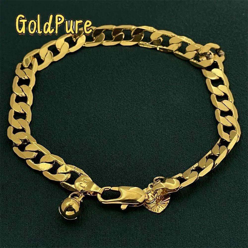 

Goldpure Luxury 24K 9999 Pure Gold real gold 6MM Sideways Cuban Bracelet