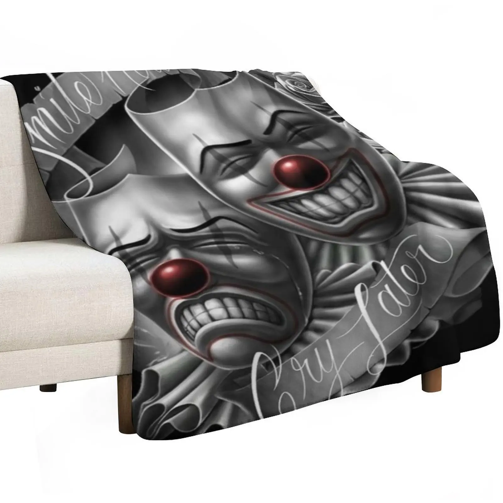 Smile now cry later clown faces Throw Blanket Multi Purpose Soft Warm Blanket for Home Travel