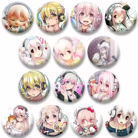 Cartoon Virtual Singer Super Sonico Fashion Brooch Tinplate Soft Button Pins Jewelry Badge for Jacket Bag Accessories Fans Gifts