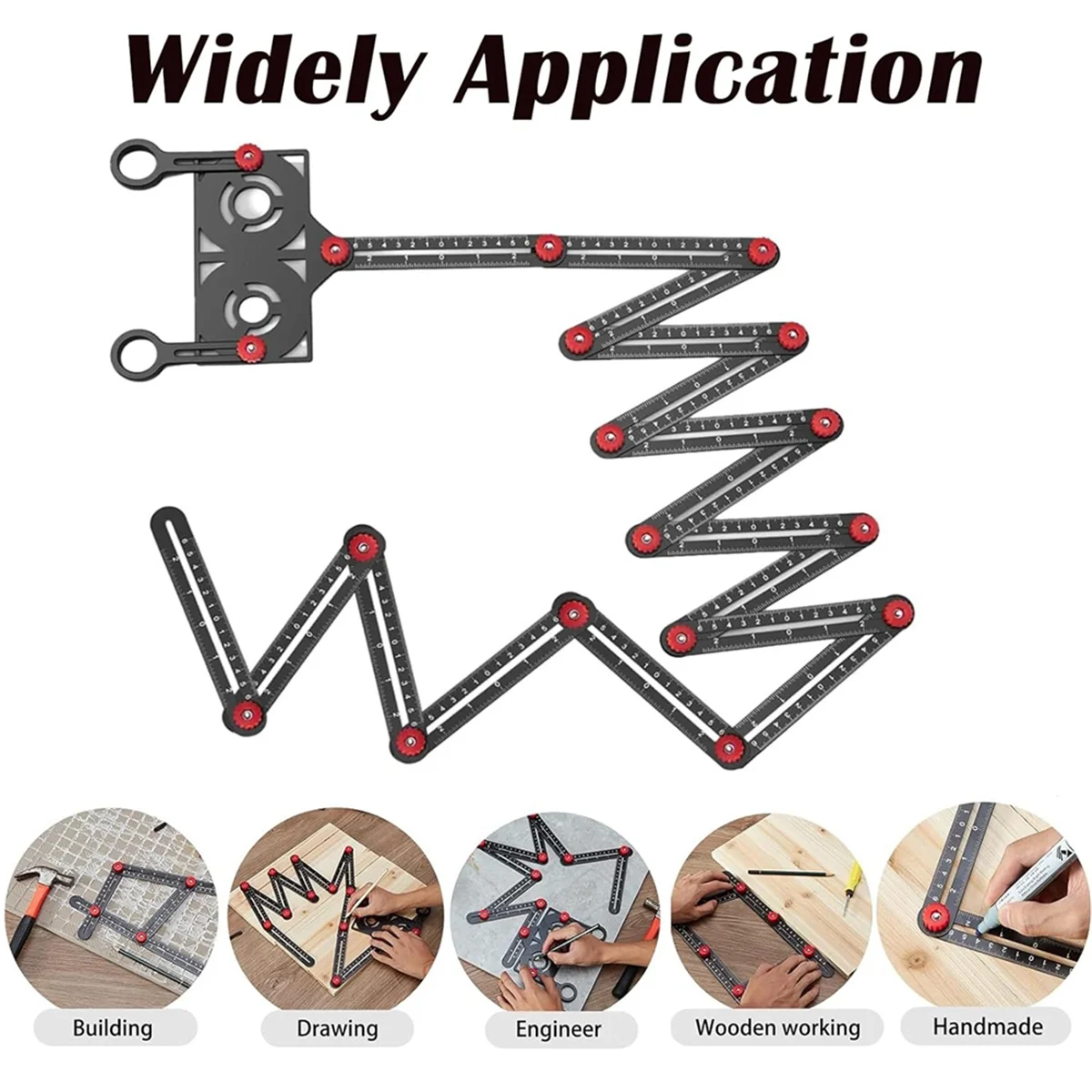 

16 Fold Multi Angle Measuring Ruler with Opening Locator, 16 Sided Angle Finder Measurement,Ceramic Tile Opening LocatorHUG