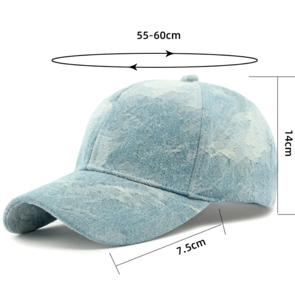 HT4754 야구 모자 남성 여성을위한 새로운 봄 가을 데님 모자 6 패널 코튼 야구 모자 남성 여성 조정 가능한 스냅 백 모자