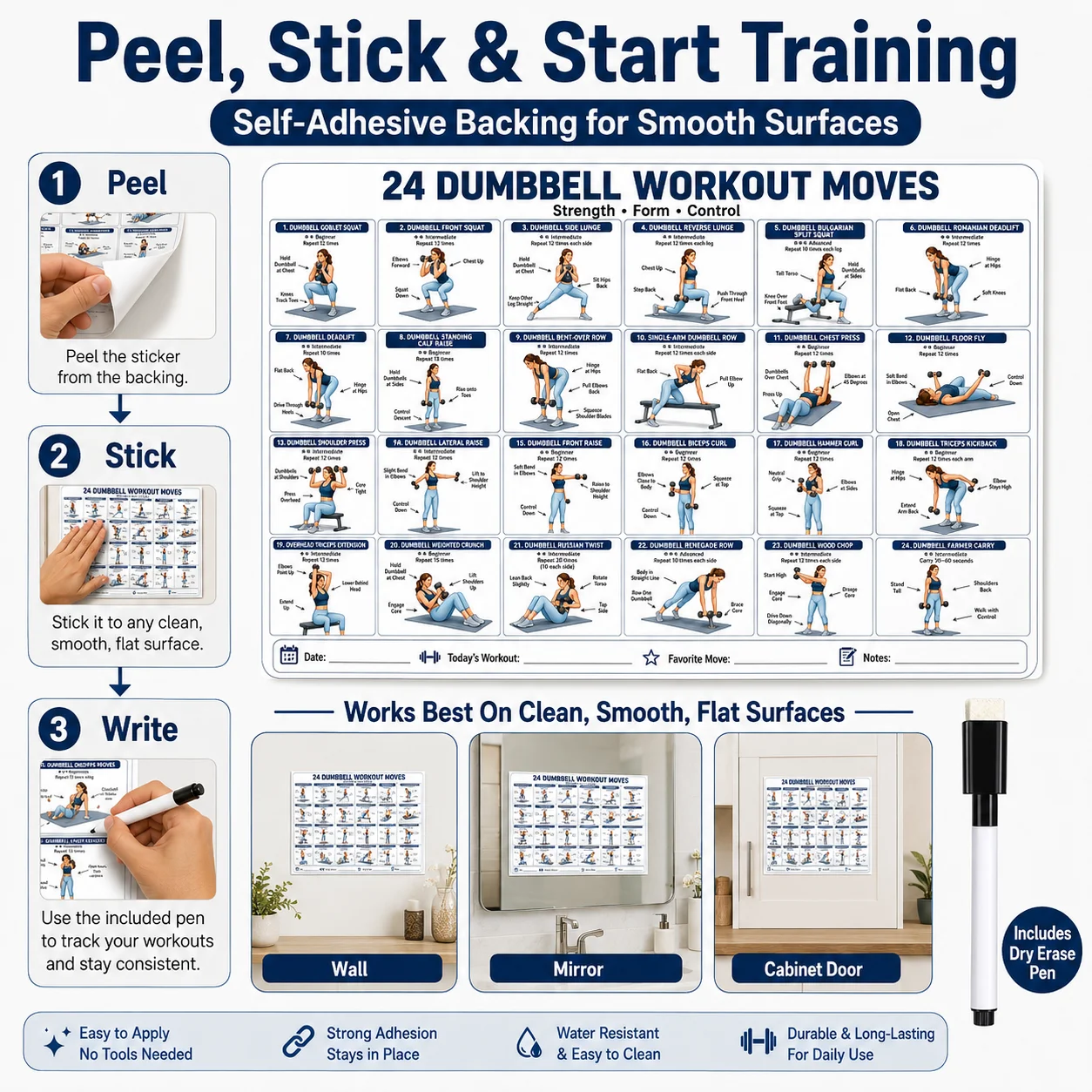 1 stuks Dumbbell Workout Moves - Home Gym Guide recensie en prijs