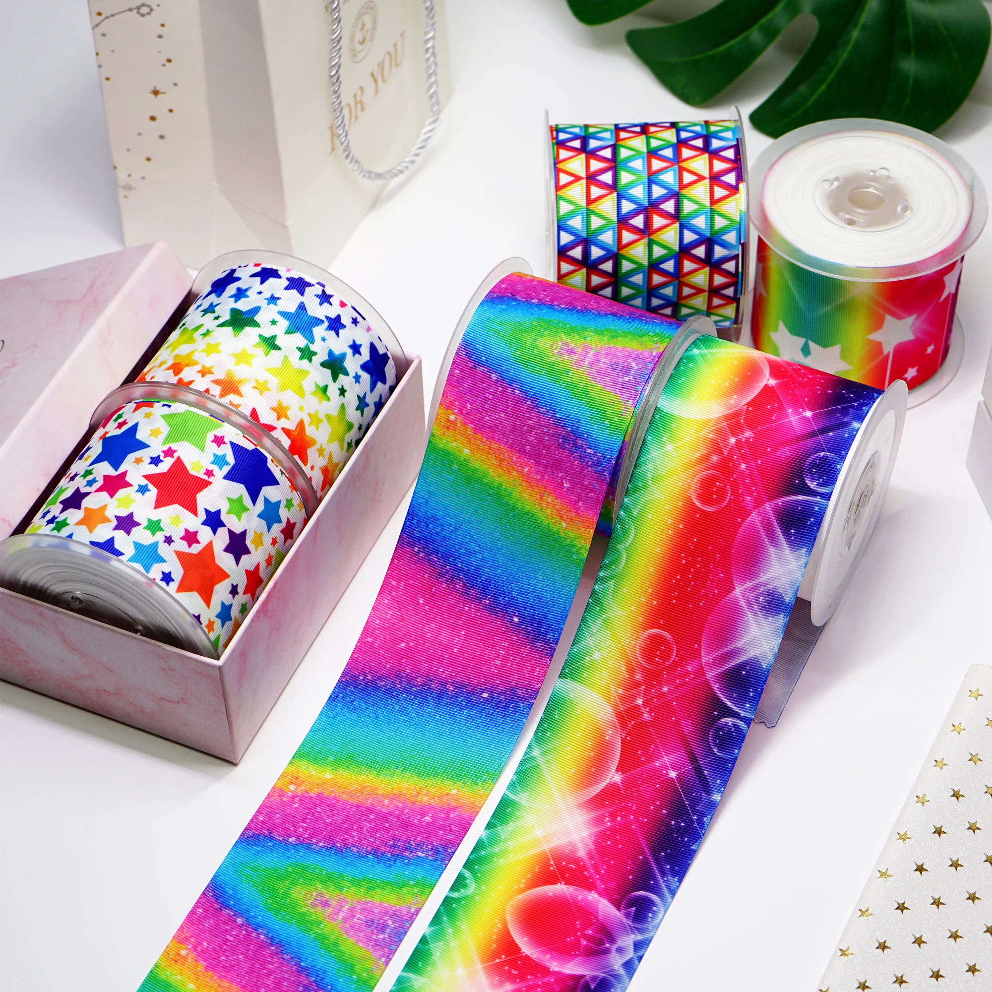 

DIY Cartoon Stripes And Grids Printed Grosgrain Ribbon For Craft Supplies Sewing Accessories 5 Yards. 15681