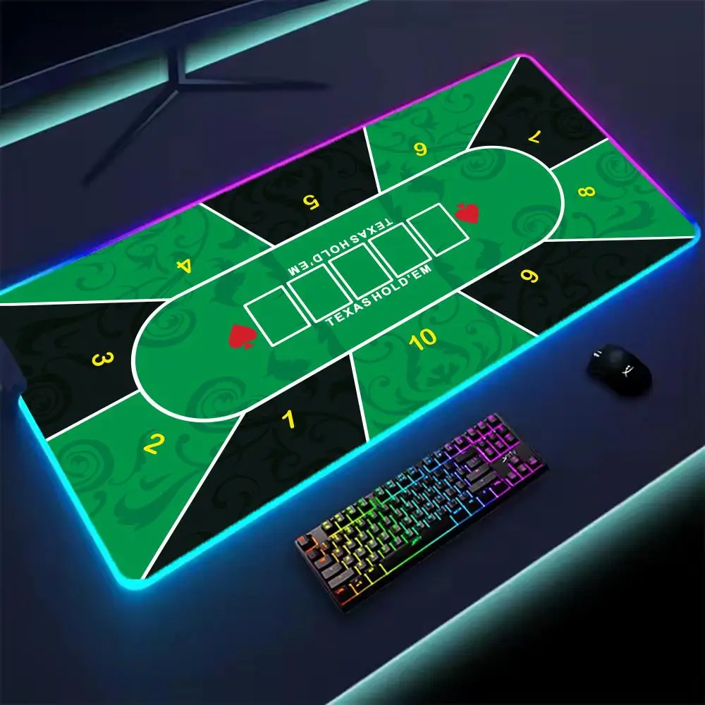 

RGB Texas Hold'em Table Pad Rubber Poker Tablepad Extended Mouse Pad Office Keyboard Gaming Desk Mat Gambling Players Game Rug