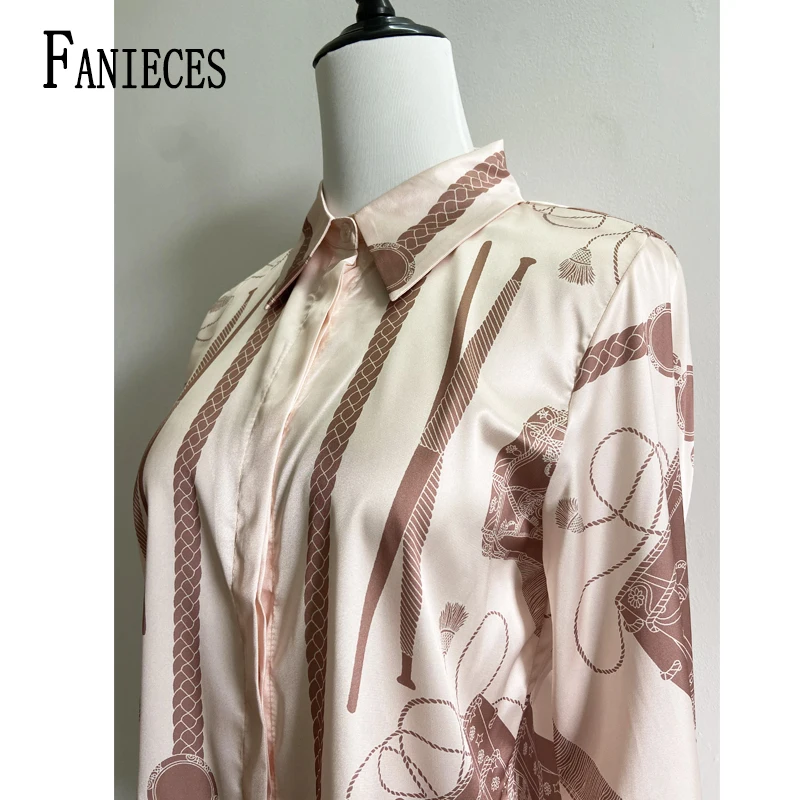 FANIECES S-3XL Women Shirts and Blouses 2024 New Autumn Tops Luxury Vintage Print Long Sleeve Woman Shirt Elegant blusas блузка