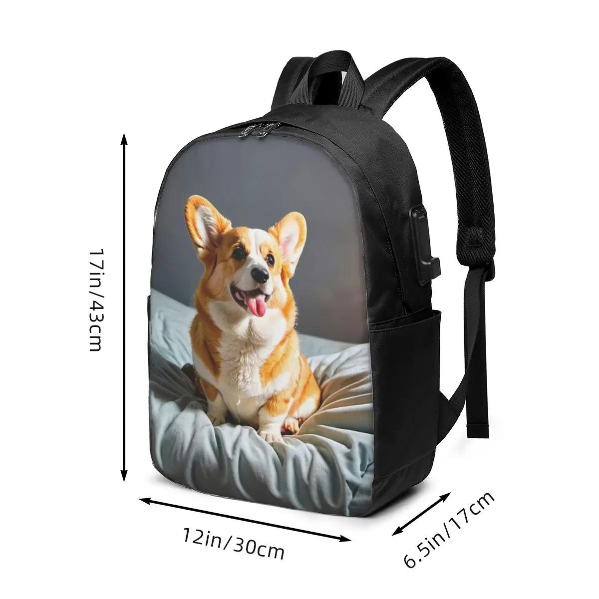 Cute Corgi In The Bed Cartoon Backpack Travel Notebook Bag Computer College Student School Bag Laptop Shoulder Bags Men Women