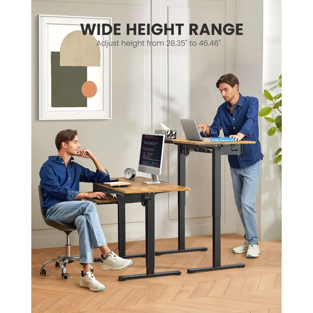 Elektrisch sta-bureau met toetsenbordlade, 55x28 inch in hoogte verstelbaar zit-sta-bureau, thuiskantoor bureau computerwerkstat
