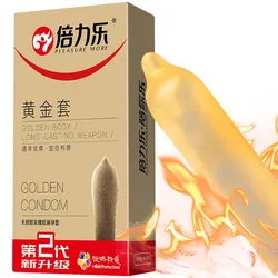 Golden Condom Long Lasting Penis Sleeves Sex Toys For Adult Men Delayed Ejaculation Safety Condoms 10PCS Contraception Sex Goods