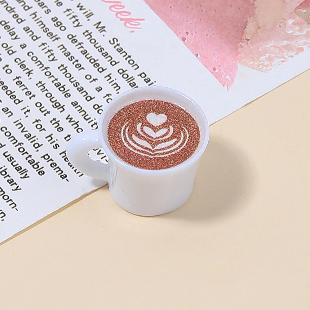 10pcs Love Heart Coffee Cup Resin Pendant Drinks Charms For Jewelry Making Accessories DIY Earrings Necklace Keychain