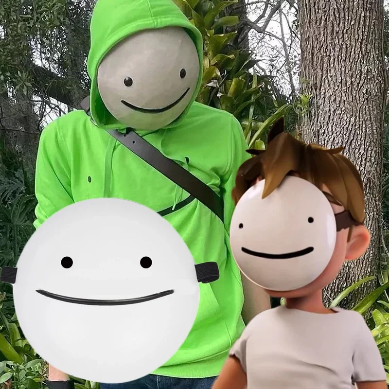 Halloween White Smile Dream Cosplay Mask Cartoon Anime Full Face Dream Cosplay White Smile Mask Costume Prop for Adult and Kids