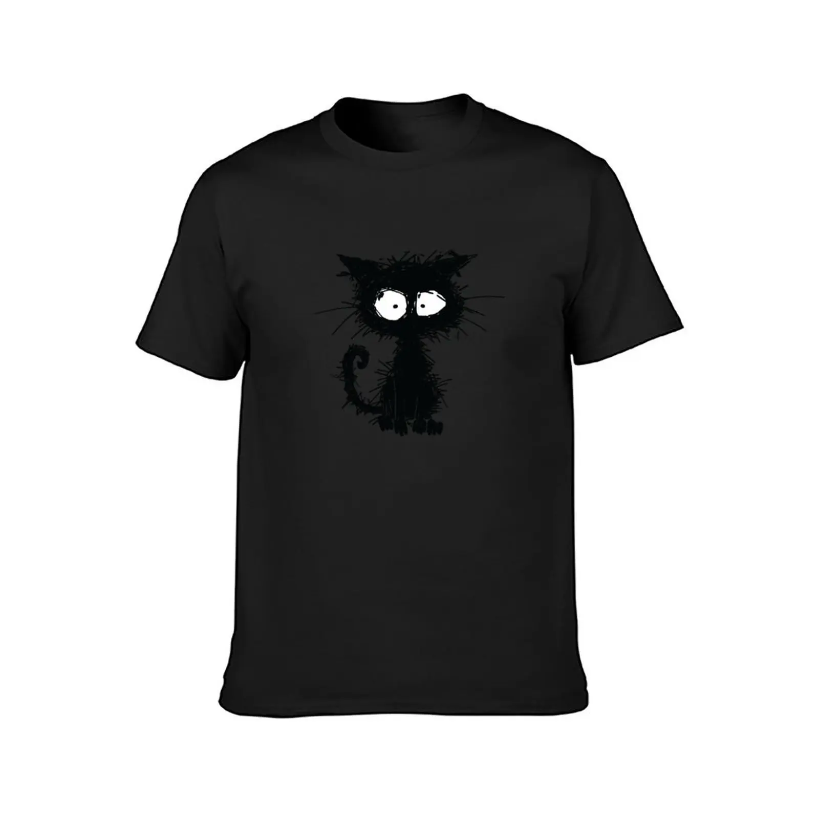 Playful Feline: Whimsical Black Cat T-Shirt summer tops plain oversizeds funny t shirts for men