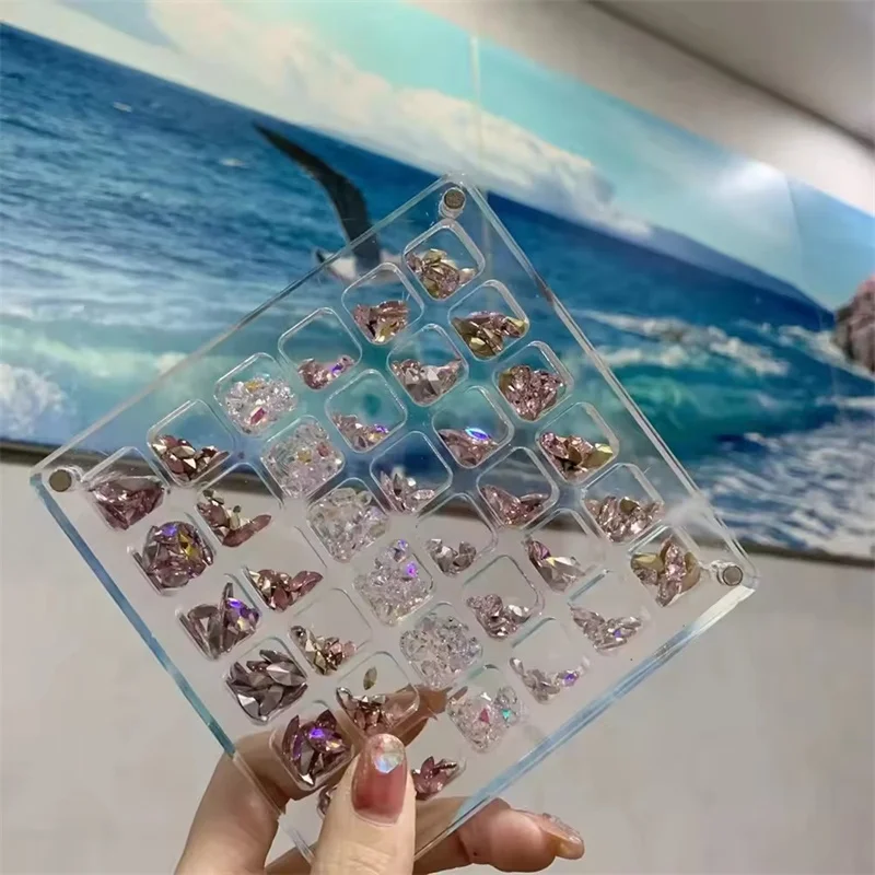 36 64 100 Grid Magnetic Shell Organizer Clear Acrylic Square Shell Organizer Frame Rock Display Box for Bead Collection