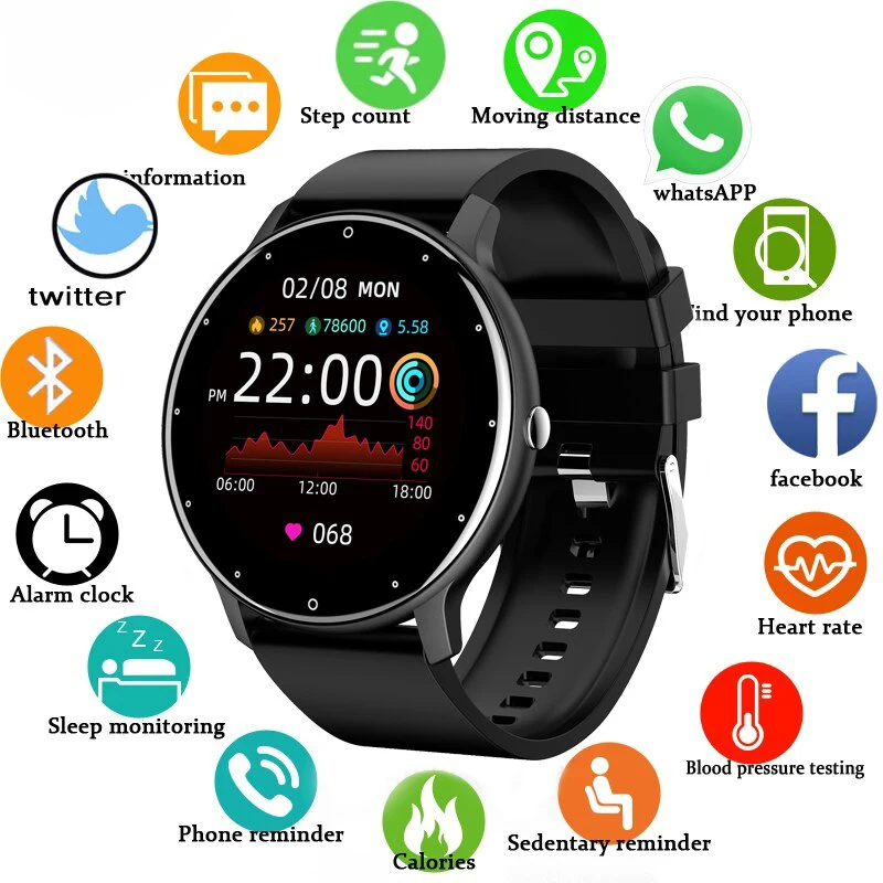 2024 New Smart Watch Women Men Full Touch Screen Bluetooth 5.2 Call Waterproof Watches Sports Fitness Tracker Factory IP67 ZL02