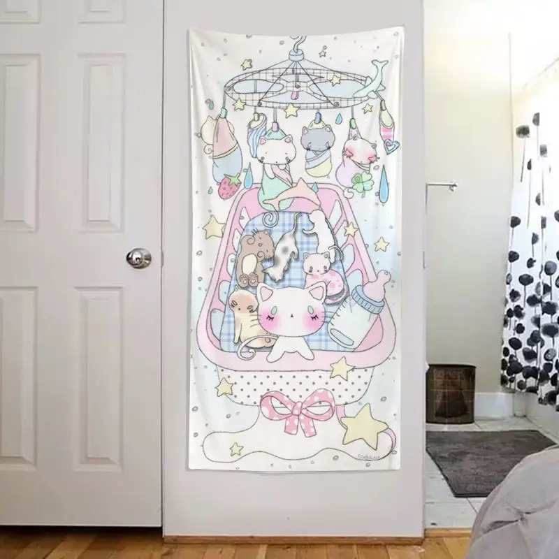 Cuuuuuuute Hintergrund Wandbehang Tuch zweidimensionale schöne Mädchen Hintergrund Tuch Schlafsaal Schlafzimmer Dekoration