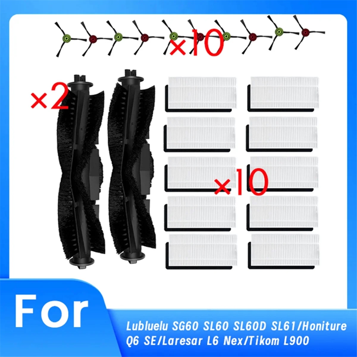 22 Pcs for Lubluelu SG60 SL60 SL60D SL61/Honiture Q6 SE/Tikom L900 Sweeping Robot Cleaner Parts Replacement