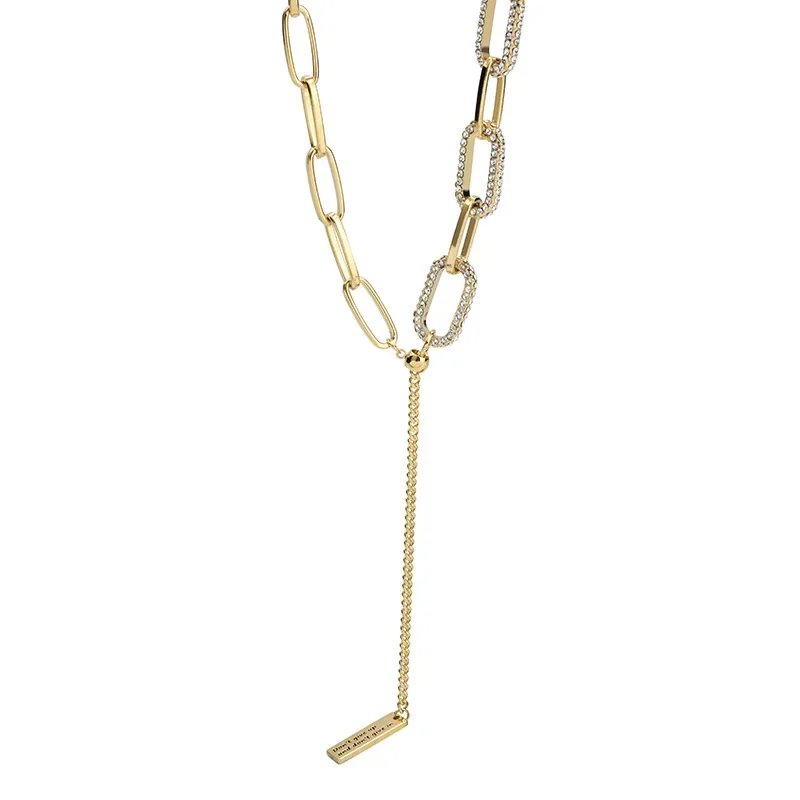 

Женское колье в форме сердца с геометрическим соединением и модная многофункциональная осенне-зимняя цепочка для свитера.