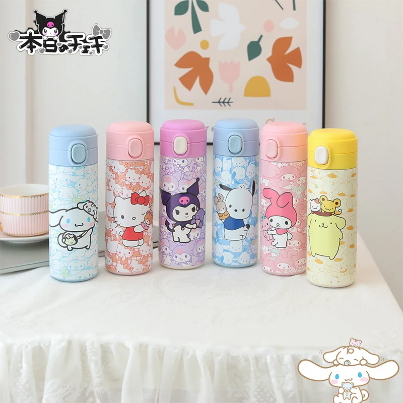 

Kawaii Hello Kitty Sanrio термос чашка Kuromi Cinnamoroll аниме милая Студенческая Питьевая Вода Уличная изоляция детские игрушки для девочек