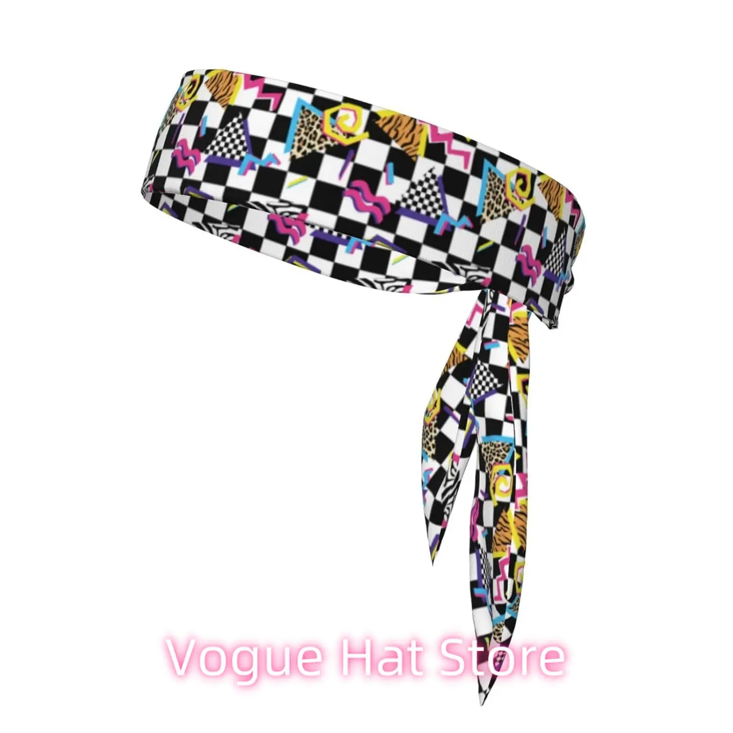 

Headbands Tie for Women Men Running Athletic Hair Head Band Sports Sweatbands Adjustable Non-Slip Moisture Wicking (black and w