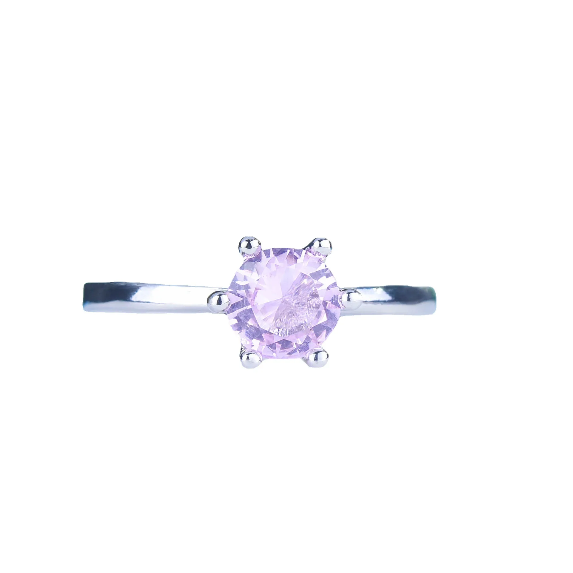 Live Drainage Welfare 1 Carat Classic Six-claw Ring Inlaid Pink Diamond Synthetic Cubic Zirconia Ring Female