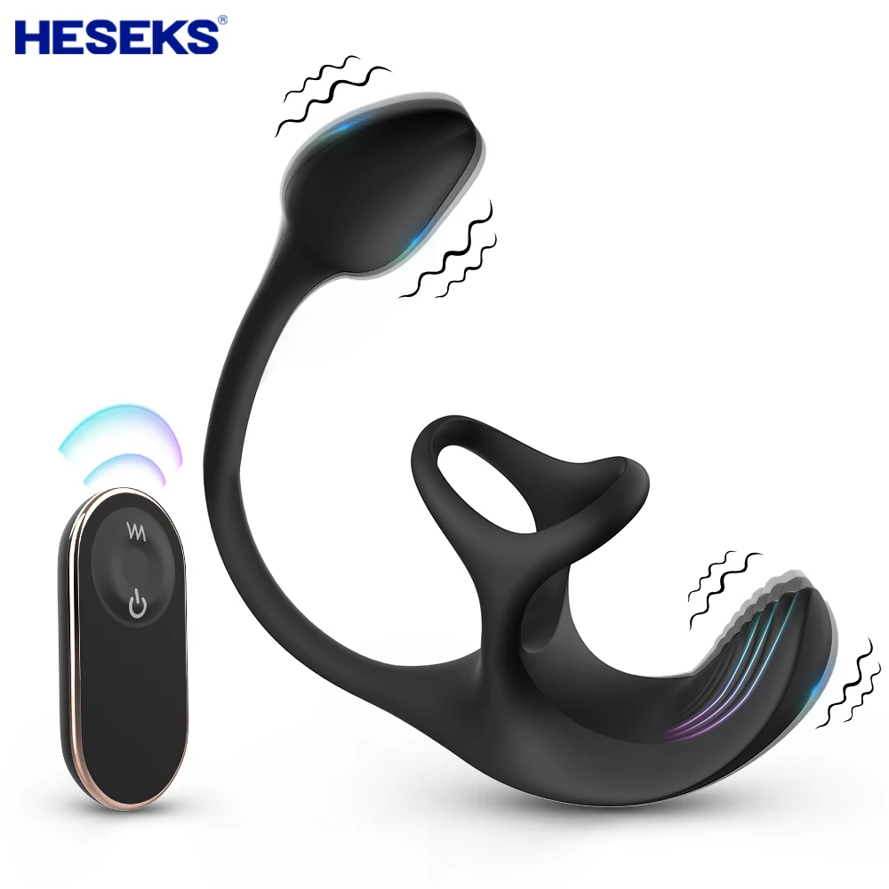 HESEKS Male Penis Cock Ring Vibrator Delay Ejaculation high-quality Wireless Remote Control Penis Ring Sex Toys for Men