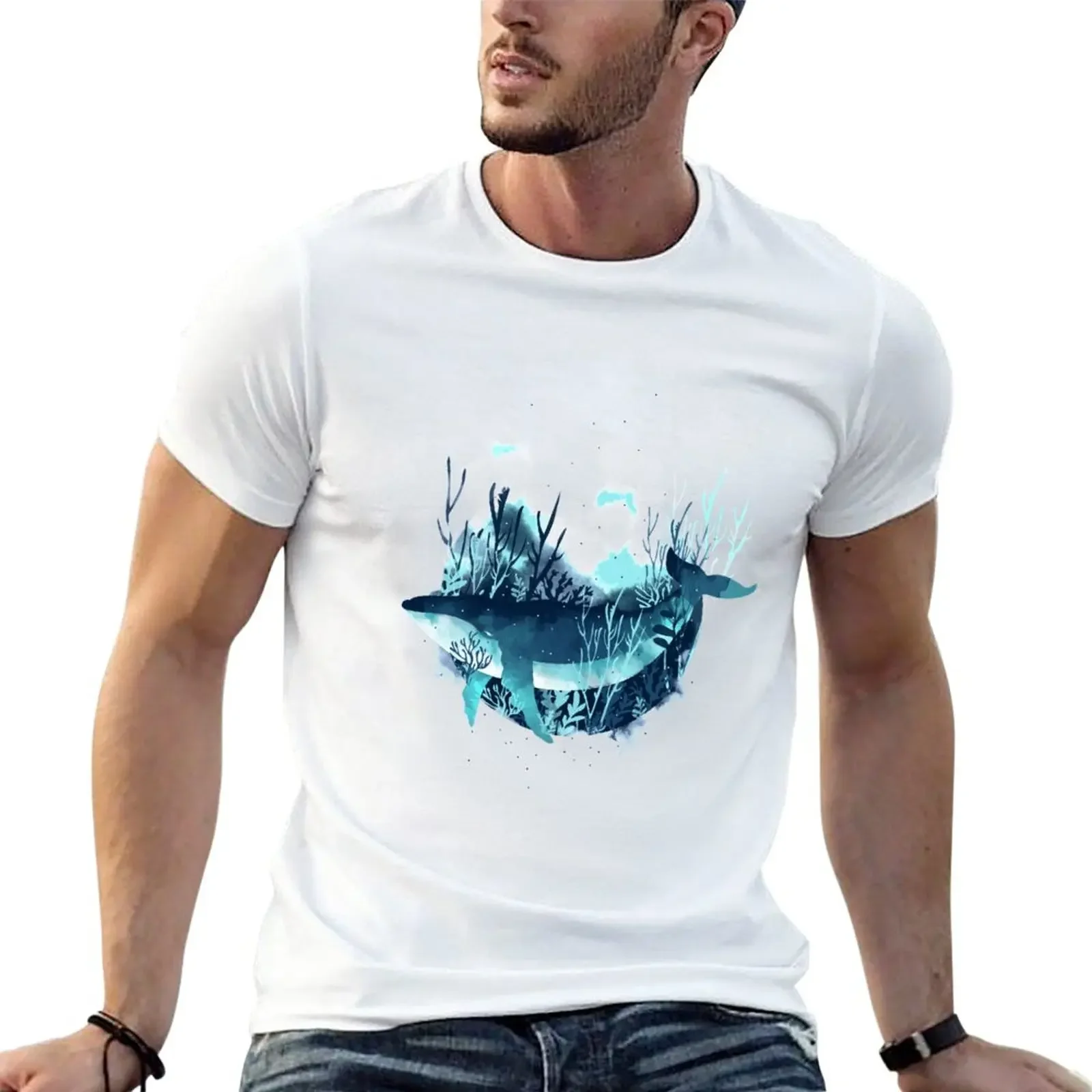 

Free whale T-Shirt plus size tops t-shirts man korean fashion plain t shirts men