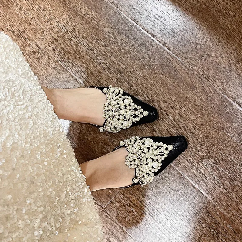 Comemore scarpe pantofole tacco medio da donna sandali firmati donna estate 2022 stile etnico tacchi a spillo muli diapositive infradito